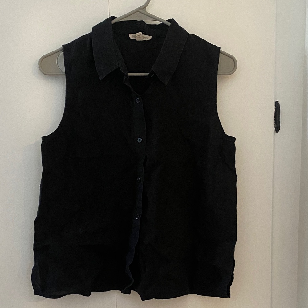 Eileen Fisher Black Linen Top